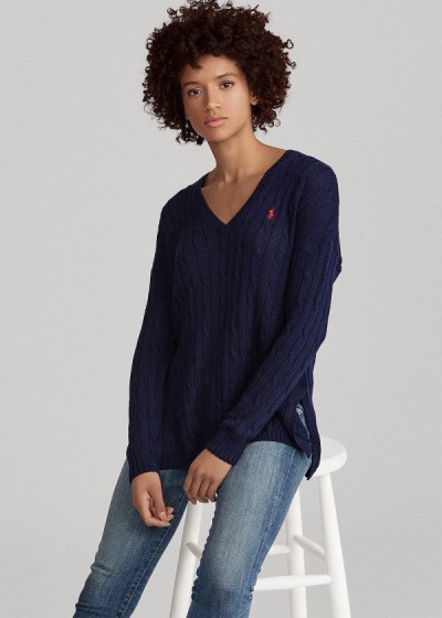 Dámské Svetr Polo Ralph Lauren Cable-Knit Side-Slit - 79458-VFGC